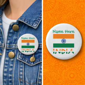 Personalized India Flag Round 缶バッジ