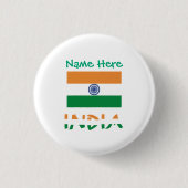 Personalized India Flag Round 缶バッジ (正面)