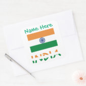 Personalized India Flag Square Label  スクエアシール (封筒)