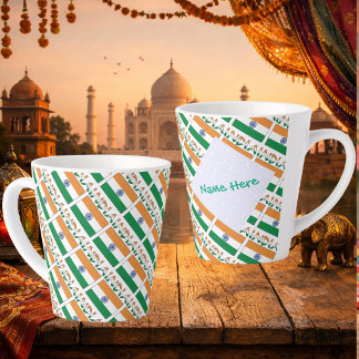 Personalized India Flag Tiled カフェラテマグ
