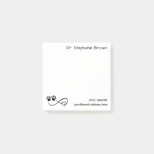 Personalized Infinity Heart and Paws Post-it Notes ポストイット (正面)