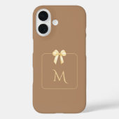 Personalized Initial Bow Brown Aesthetic Case-Mate iPhoneケース (裏面)