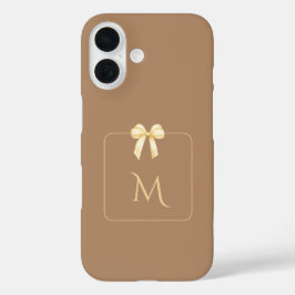 Personalized Initial Bow Brown Aesthetic iPhone 16ケース