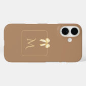 Personalized Initial Bow Brown Aesthetic Case-Mate iPhoneケース (裏面 (横))