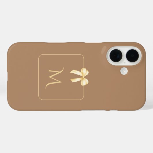 Personalized Initial Bow Brown Aesthetic Case-Mate iPhoneケース (裏面 (横))