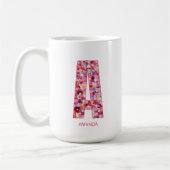 Personalized Initial | Floral Letter A Monogram コーヒーマグカップ (左)