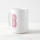 Personalized Initial | Floral Letter B Monogram  コーヒーマグカップ (正面左)