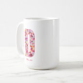 Personalized Initial | Floral Letter D Monogram  コーヒーマグカップ (正面左)