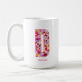 Personalized Initial | Floral Letter D Monogram  コーヒーマグカップ (左)