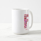Personalized Initial | Floral Letter F Monogram  コーヒーマグカップ (正面右)