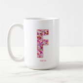 Personalized Initial | Floral Letter F Monogram  コーヒーマグカップ (左)