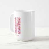 Personalized Initial | Floral Letter H Monogram コーヒーマグカップ (正面左)