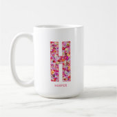 Personalized Initial | Floral Letter H Monogram  コーヒーマグカップ (左)