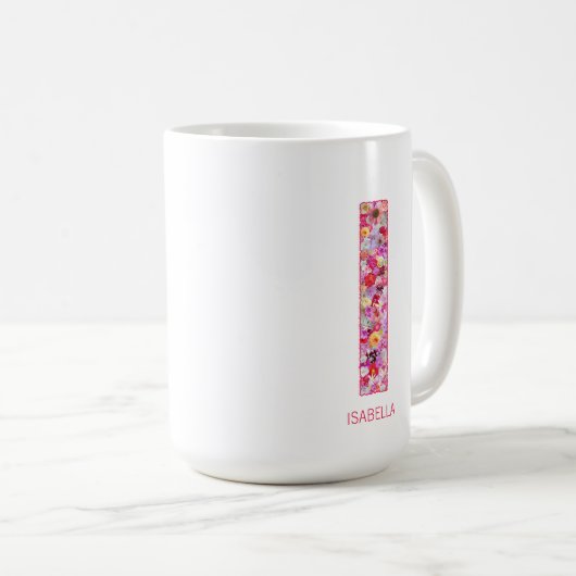 Personalized Initial | Floral Letter I Monogram  コーヒーマグカップ (正面右)