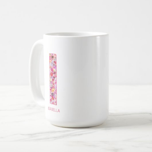 Personalized Initial | Floral Letter I Monogram  コーヒーマグカップ (正面左)