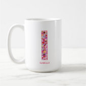 Personalized Initial | Floral Letter I Monogram  コーヒーマグカップ (左)