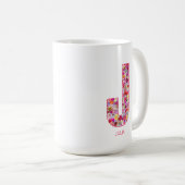 Personalized Initial | Floral Letter J Monogram コーヒーマグカップ (正面右)