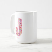 Personalized Initial | Floral Letter J Monogram コーヒーマグカップ (正面左)