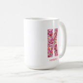 Personalized Initial | Floral Letter K Monogram コーヒーマグカップ (正面右)