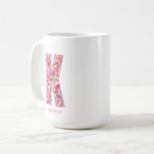 Personalized Initial | Floral Letter K Monogram コーヒーマグカップ (正面左)