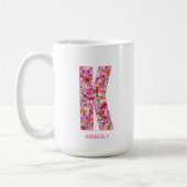 Personalized Initial | Floral Letter K Monogram  コーヒーマグカップ (左)