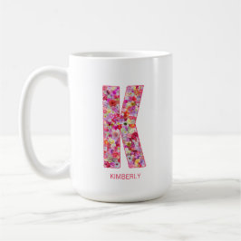Personalized Initial | Floral Letter K Monogram  コーヒーマグカップ