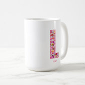 Personalized Initial | Floral Letter L Monogram  コーヒーマグカップ (正面右)