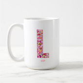 Personalized Initial | Floral Letter L Monogram  コーヒーマグカップ (左)
