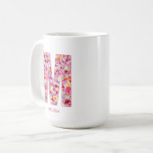 Personalized Initial | Floral Letter M Monogram  コーヒーマグカップ (正面左)