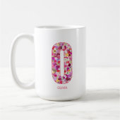 Personalized Initial | Floral Letter O Monogram コーヒーマグカップ (左)