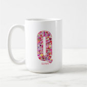 Personalized Initial | Floral Letter Q Monogram  コーヒーマグカップ (左)