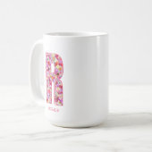 Personalized Initial | Floral Letter R Monogram  コーヒーマグカップ (正面左)
