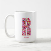 Personalized Initial | Floral Letter R Monogram  コーヒーマグカップ (左)
