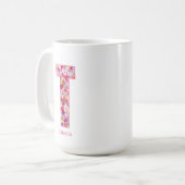 Personalized Initial | Floral Letter R Monogram  コーヒーマグカップ (正面左)