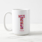 Personalized Initial | Floral Letter R Monogram コーヒーマグカップ (左)