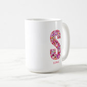 Personalized Initial | Floral Letter S Monogram  コーヒーマグカップ (正面右)