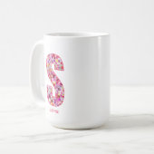 Personalized Initial | Floral Letter S Monogram  コーヒーマグカップ (正面左)