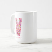 Personalized Initial | Floral Letter V Monogram  コーヒーマグカップ (正面左)
