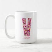Personalized Initial | Floral Letter V Monogram  コーヒーマグカップ (左)