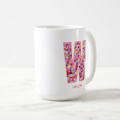 Personalized Initial | Floral Letter W Monogram  コーヒーマグカップ (正面右)