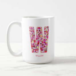 Personalized Initial | Floral Letter W Monogram  コーヒーマグカップ
