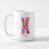Personalized Initial | Floral Letter X Monogram  コーヒーマグカップ (左)
