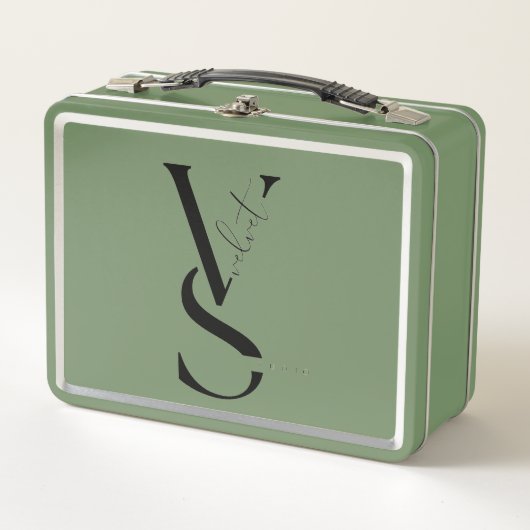Personalized Initial Monogram Metal Lunch Pail メタルランチボックス (正面)