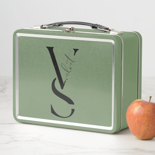Personalized Initial Monogram Metal Lunch Pail メタルランチボックス (インサイチュ)
