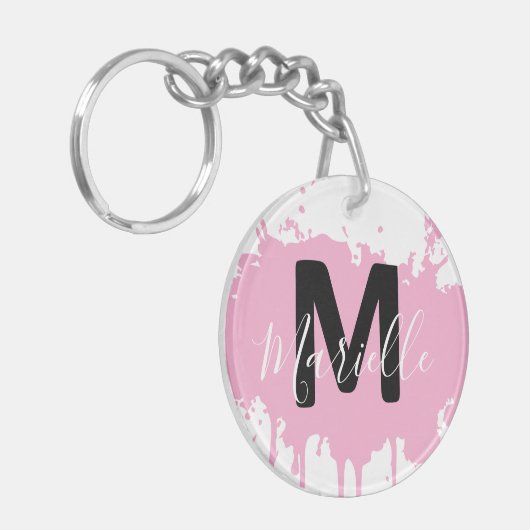 Personalized Initial & Name Acrylic Bag Charm キーホルダー (正面左)
