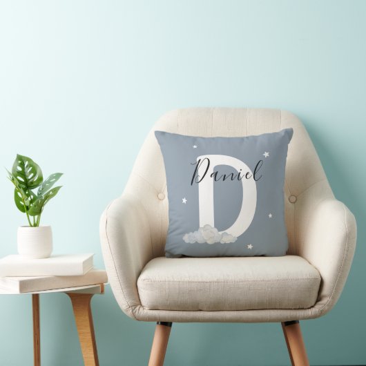 Personalized Initial Name Nursery Throw Pillow クッション (椅子)