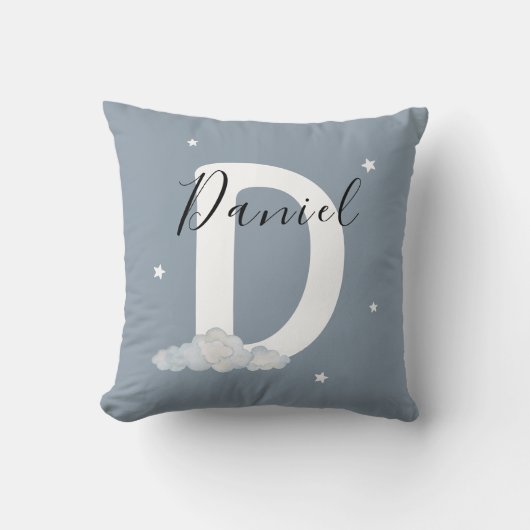 Personalized Initial Name Nursery Throw Pillow クッション (正面)