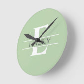 Personalized Initial Wall Clock, Custom Name Clock ラウンド壁時計 (傾斜)