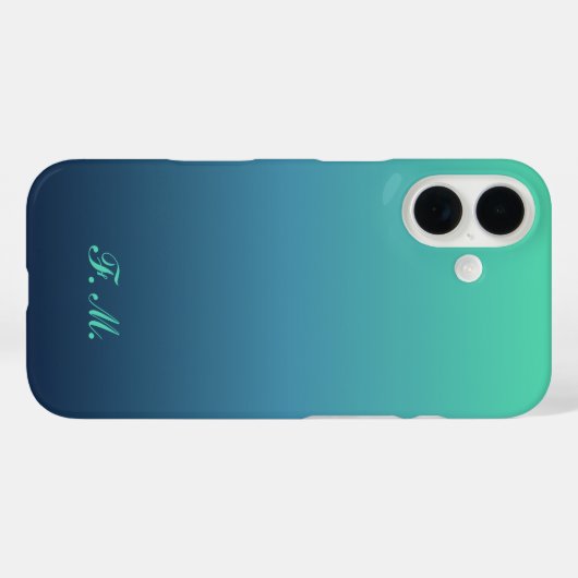Personalized Initials Blue Gradient iPhone Case  Case-Mate iPhoneケース (裏面 (横))
