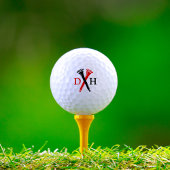 Personalized Initials Crossed Golf Tees Black Red ゴルフボール